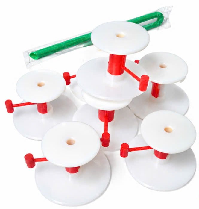 Nút dừa khóa ngắn màu trắng, khóa đỏ